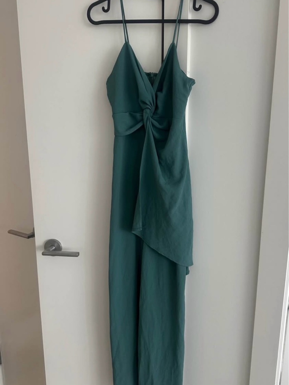Zara Teal Twist-Front Maxi Jumpsuit